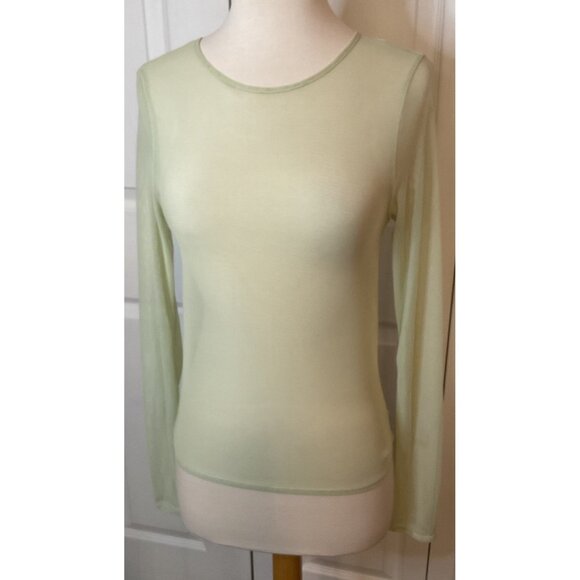American Eagle Sage Light Green Long Sleeve Semi Sheer Top Medium - Picture 1 of 5